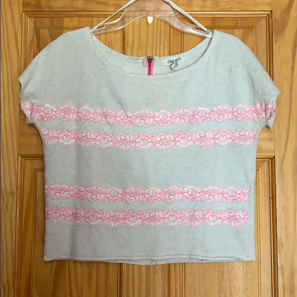Pink and cream crop top